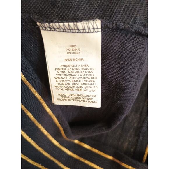 Boden Dress Women's 4R Navy Blue/Metallic Gold Striped Faye Jersey Lagenlook - Picture 4 of 5